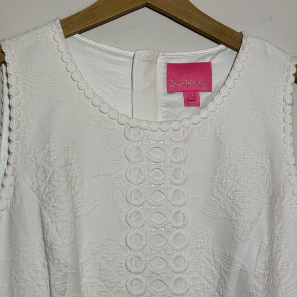 Lilly Pulitzer Mila Stretch Shift Dress Womens 14 White Resortwear Vacation NWOT - Picture 2 of 8